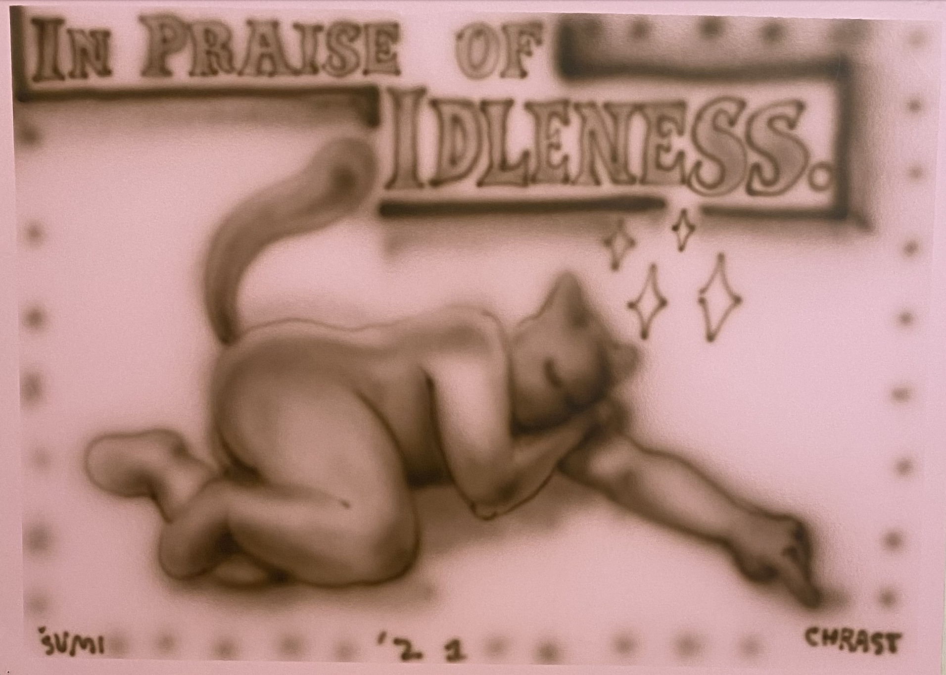 In praise of idleness | 50x60 cm, airbrush na papieri, 2021