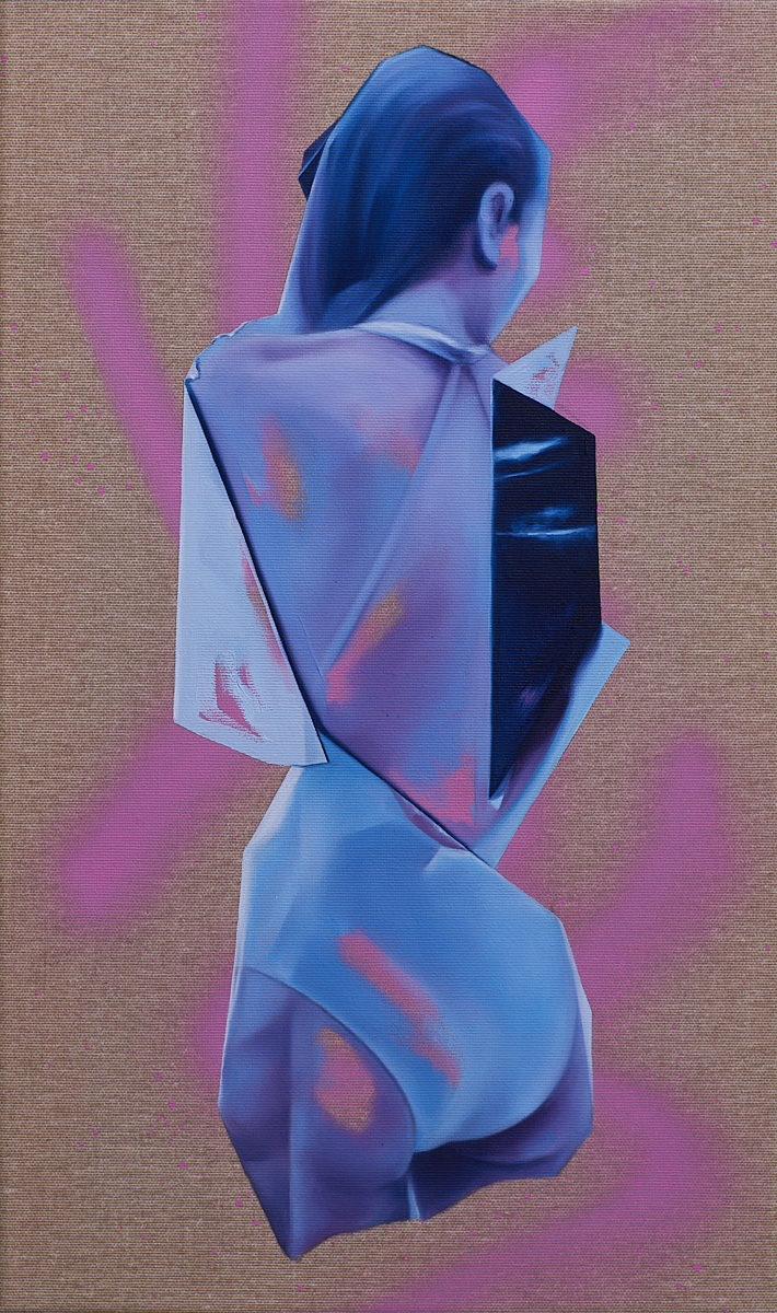 The bather after Ingers | 50 x 30 cm, olej a akryl sprej na plátne, 2020 