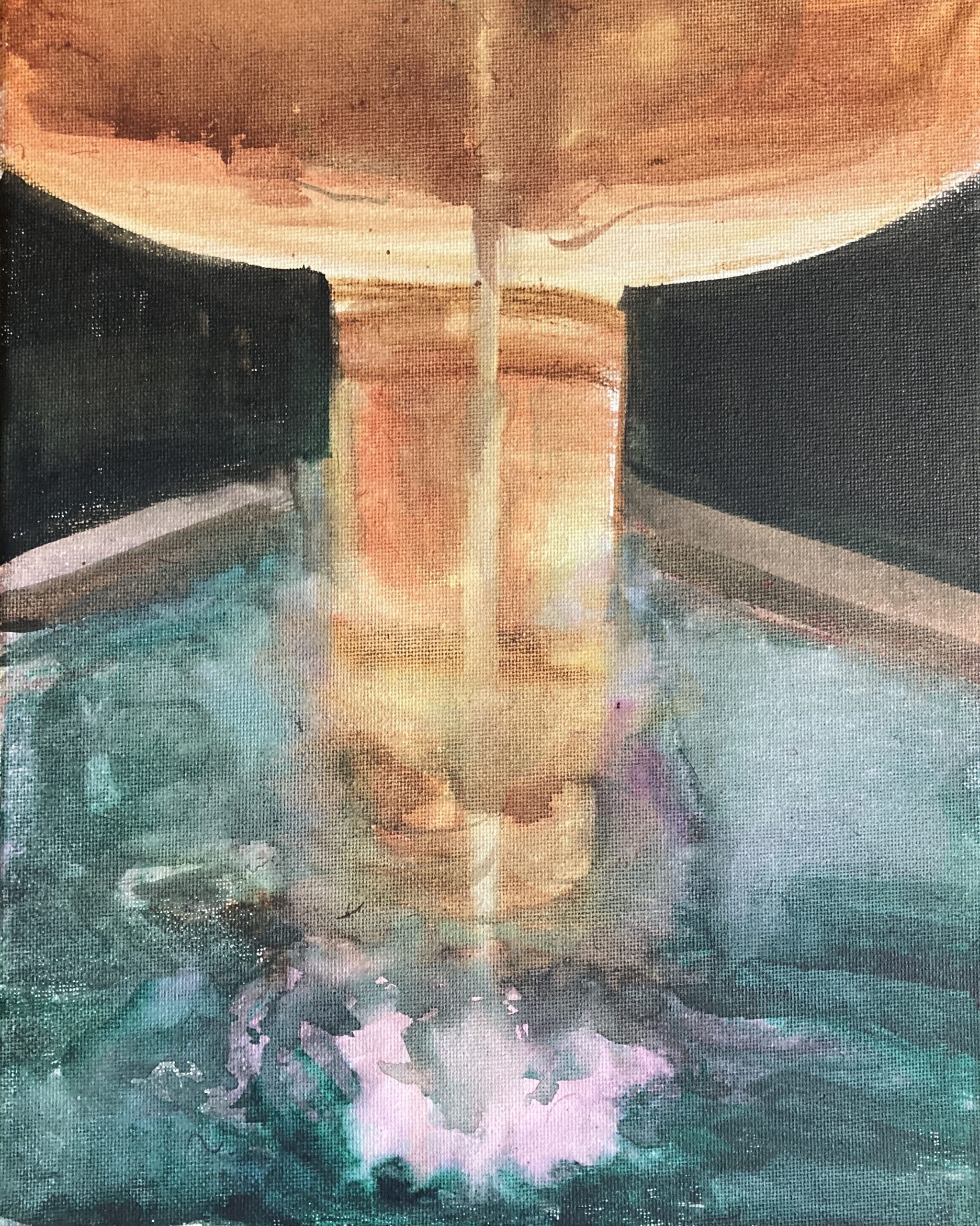 Fontána I. | 30 x 24 cm, Akvarel, tuš (háklivé na dotyk s vodu) 2022
