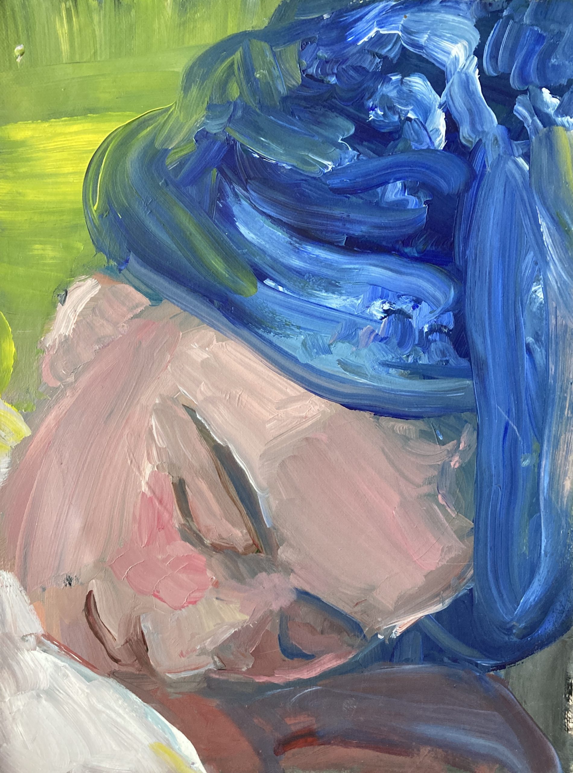 Modrý turban | 40 x 30 cm, akryl na plátne, 2017
