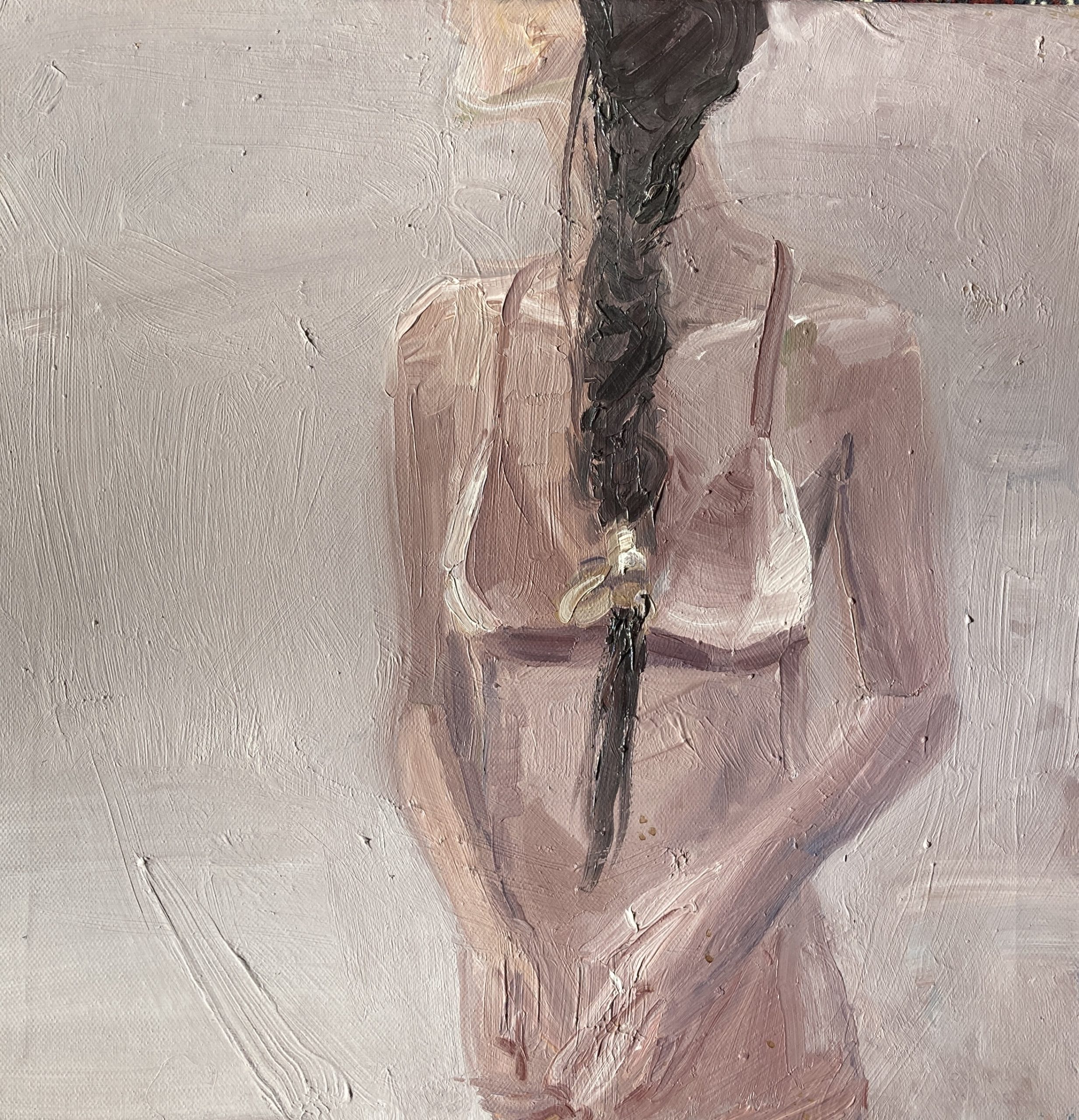 Nude swim dress | 40 x 40 cm, olej na plátne, 2017
