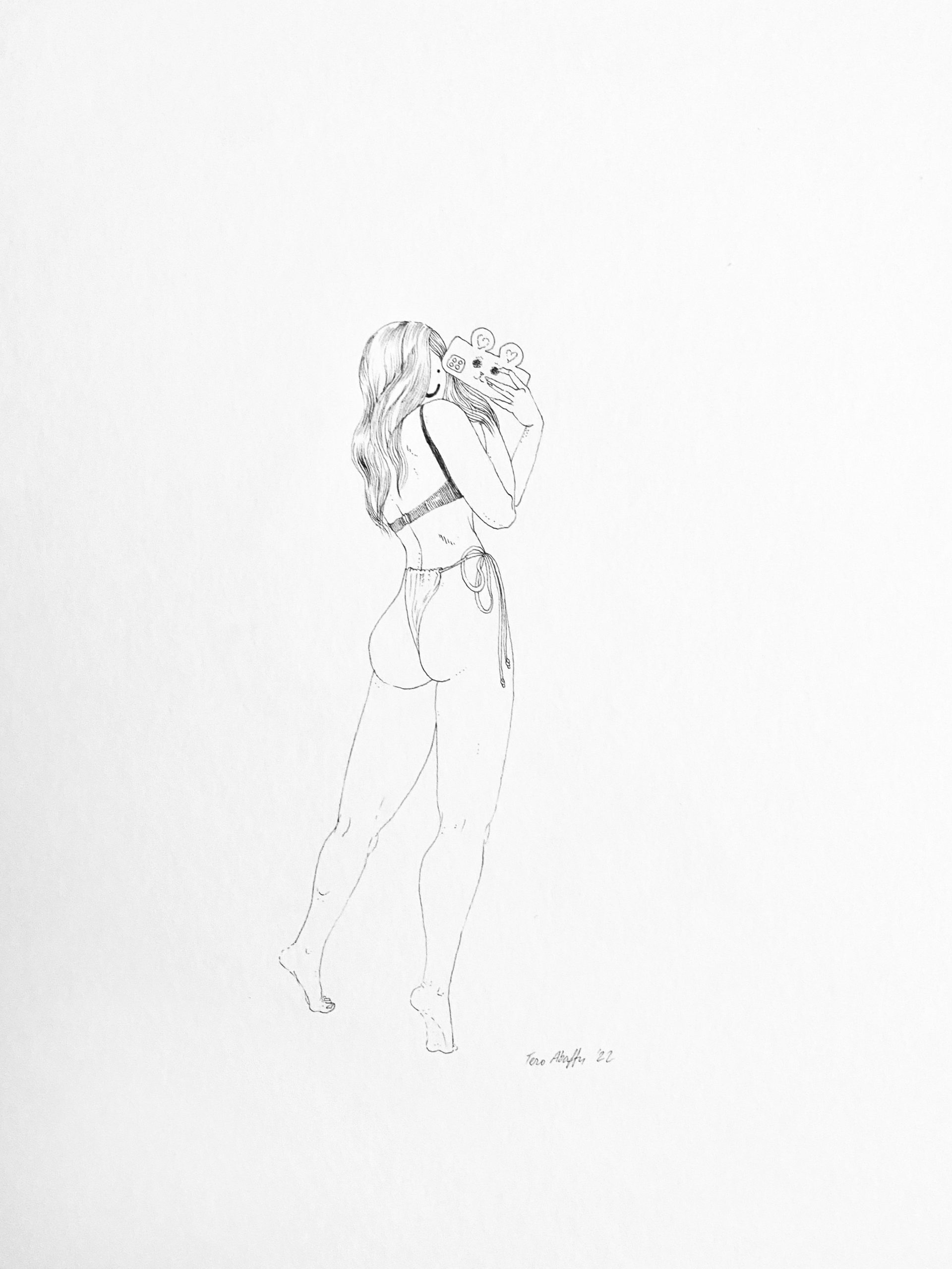 „Pičurda“ | kresba fixkou na papieri formát A4, 2022 rámované (s rámom 50 x 40 cm)
