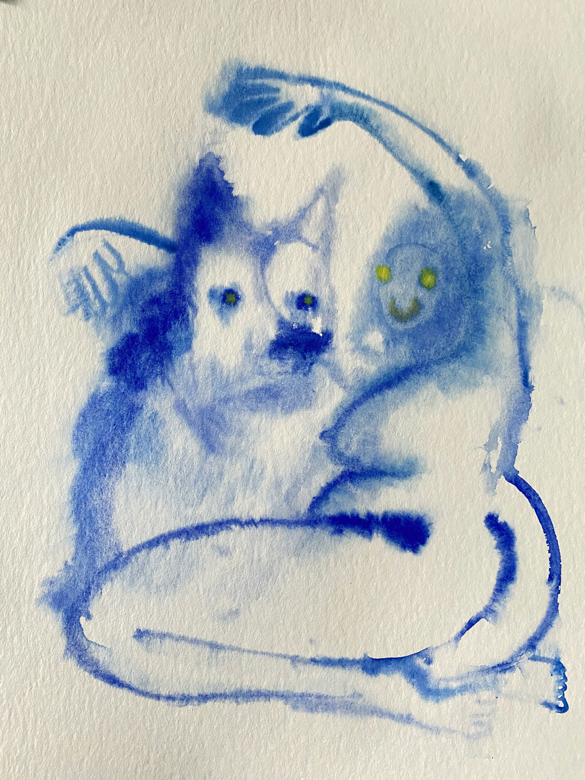 Bez názvu – zo série „And what is your spirit animal?“ | (s rámom 50 x 40 cm), akvarel na papieri, 2022 A4, rámované 