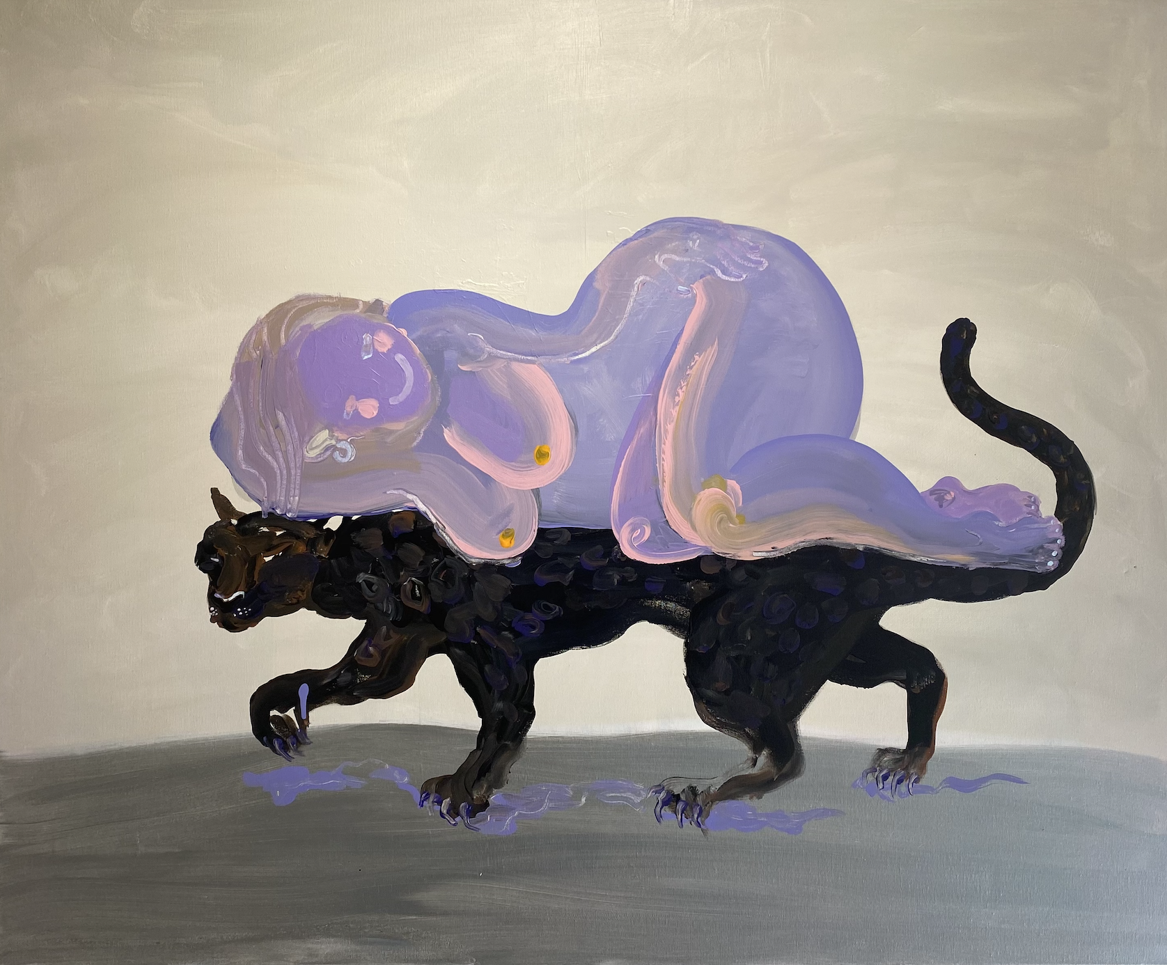 „Dreaming“ | 100 x 120 cm, akryl a pastel na plátne, 2022 