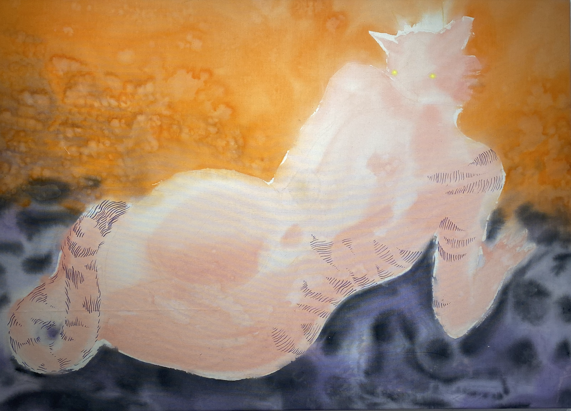 „Tiger girl“ | 100 x 140 cm, akryl a pastel na plátne, 2022 