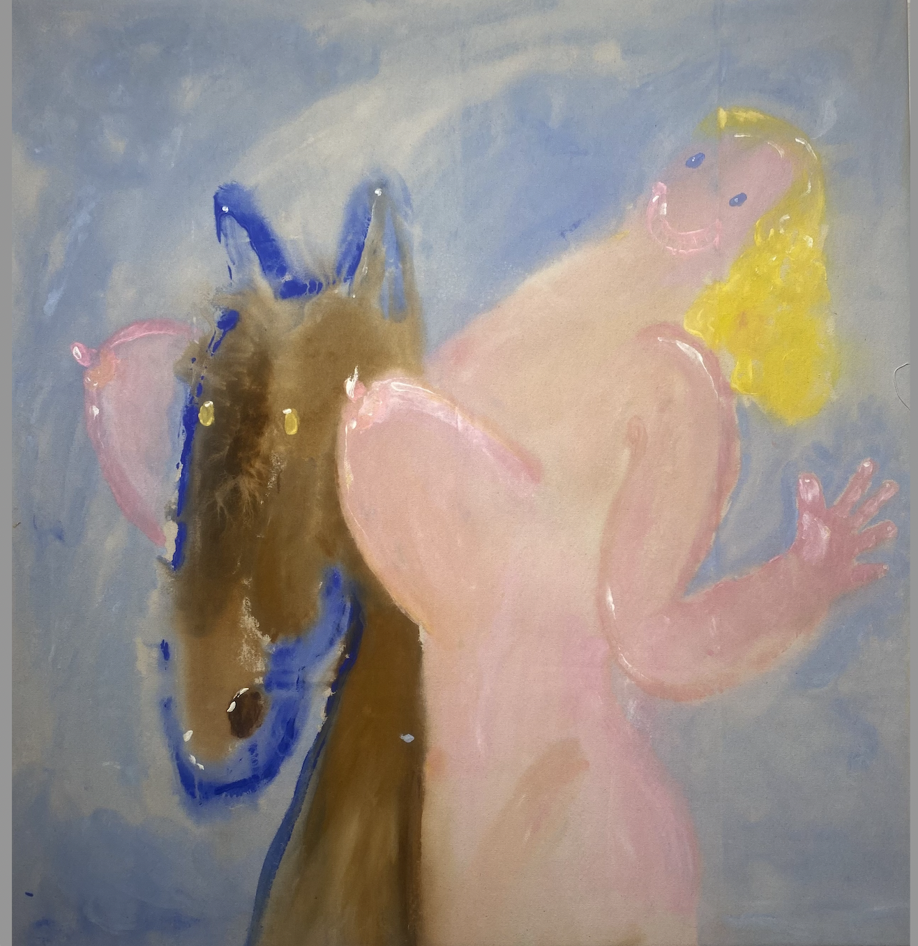 „Kenny, my dear horse“ | 90 x 85 cm, akryl a pastel na plátne, 2022 