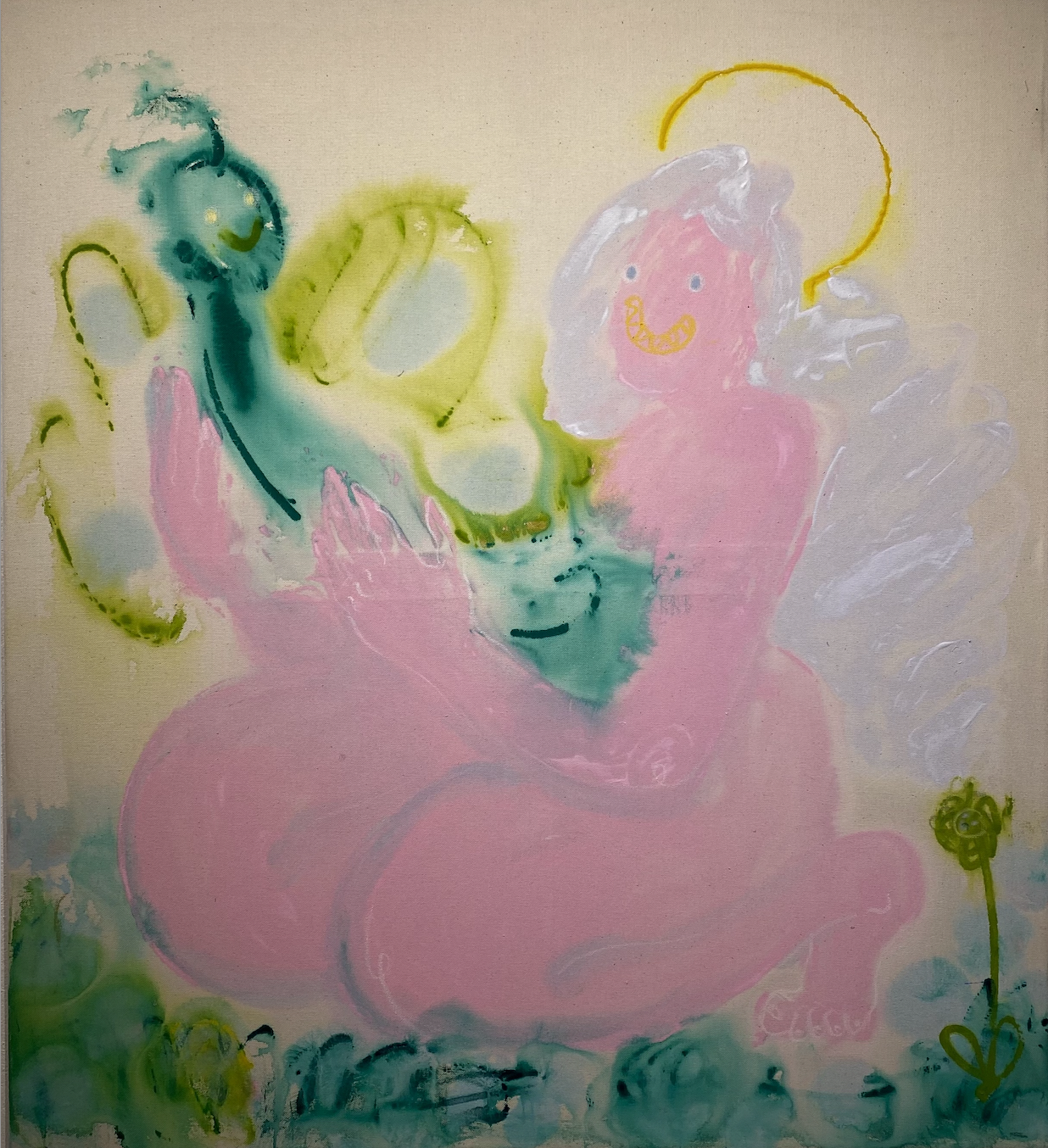„Heaven" | 100 x 90 cm, akryl a pastel na plátne, 2022